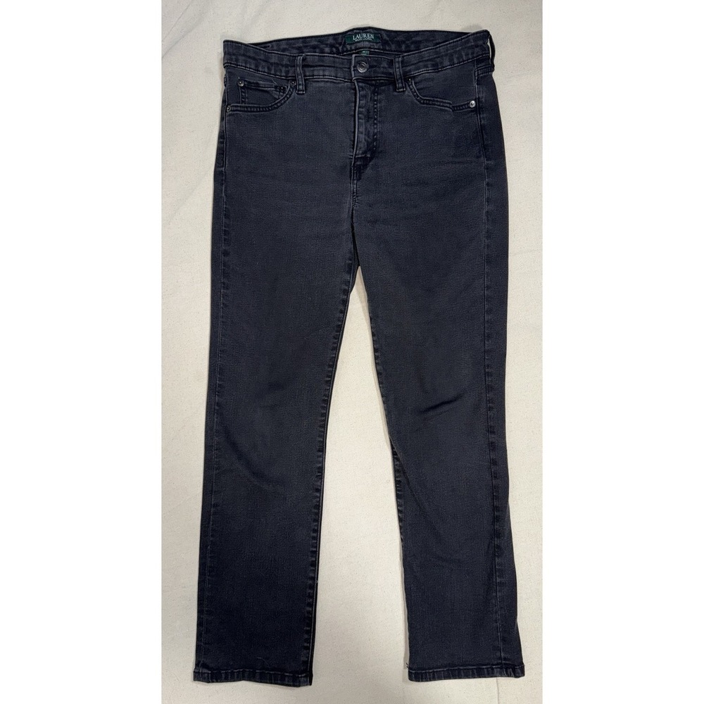 Lauren Ralph Lauren Denim Black Premier‎ Straight Crop Jeans Women's 12